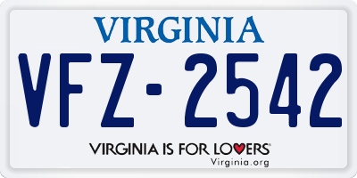 VA license plate VFZ2542