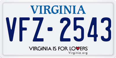 VA license plate VFZ2543