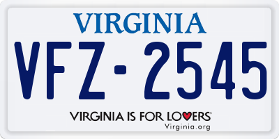 VA license plate VFZ2545