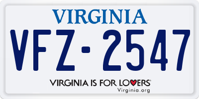 VA license plate VFZ2547
