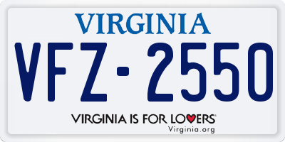 VA license plate VFZ2550