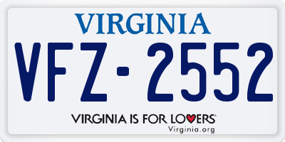 VA license plate VFZ2552
