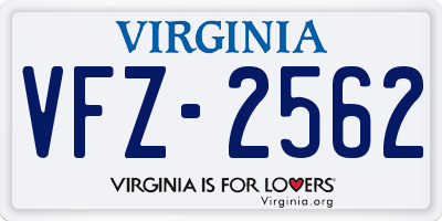 VA license plate VFZ2562