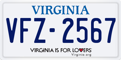 VA license plate VFZ2567