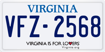 VA license plate VFZ2568