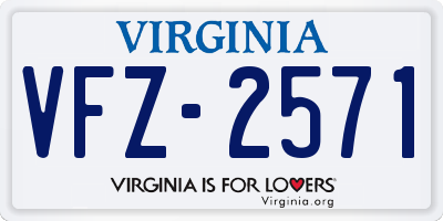 VA license plate VFZ2571
