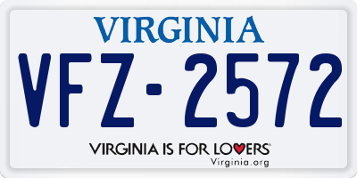 VA license plate VFZ2572