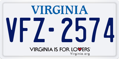 VA license plate VFZ2574