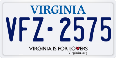 VA license plate VFZ2575