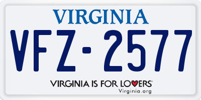 VA license plate VFZ2577