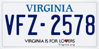 VA license plate VFZ2578