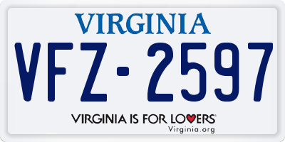 VA license plate VFZ2597