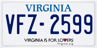 VA license plate VFZ2599