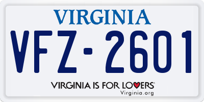 VA license plate VFZ2601