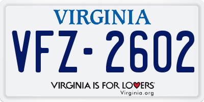 VA license plate VFZ2602