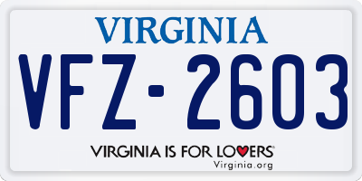 VA license plate VFZ2603