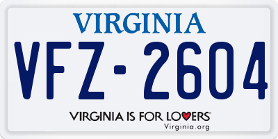 VA license plate VFZ2604