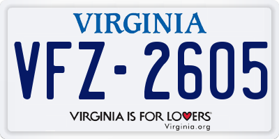 VA license plate VFZ2605