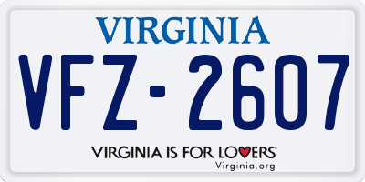 VA license plate VFZ2607