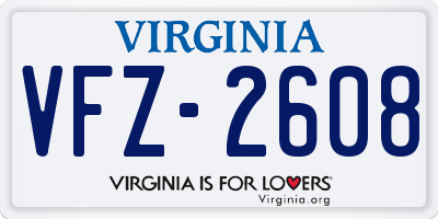 VA license plate VFZ2608