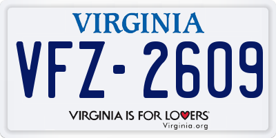 VA license plate VFZ2609