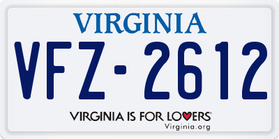 VA license plate VFZ2612