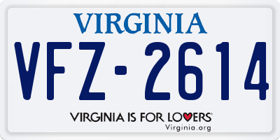 VA license plate VFZ2614
