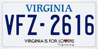 VA license plate VFZ2616