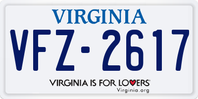 VA license plate VFZ2617
