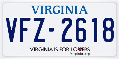 VA license plate VFZ2618