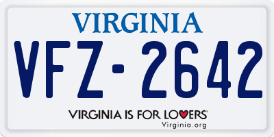 VA license plate VFZ2642