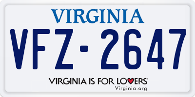 VA license plate VFZ2647