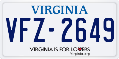 VA license plate VFZ2649