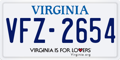 VA license plate VFZ2654