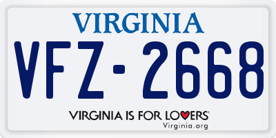 VA license plate VFZ2668