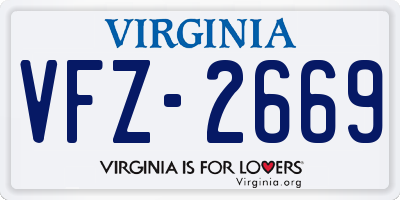 VA license plate VFZ2669