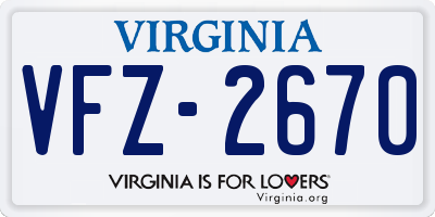 VA license plate VFZ2670