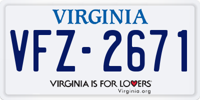 VA license plate VFZ2671