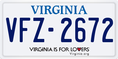 VA license plate VFZ2672