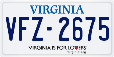 VA license plate VFZ2675