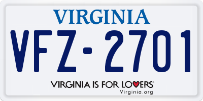 VA license plate VFZ2701