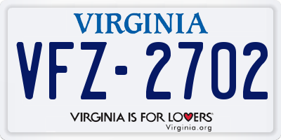 VA license plate VFZ2702