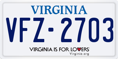 VA license plate VFZ2703