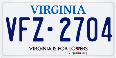 VA license plate VFZ2704