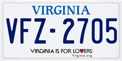 VA license plate VFZ2705