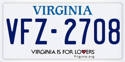 VA license plate VFZ2708