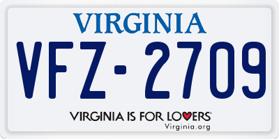VA license plate VFZ2709