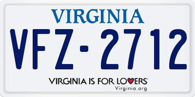 VA license plate VFZ2712