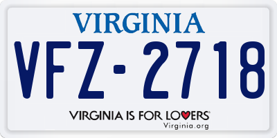 VA license plate VFZ2718