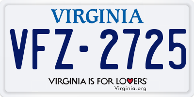 VA license plate VFZ2725